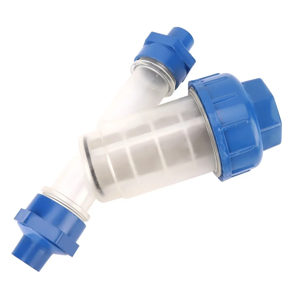 PP Poultry Drinking Water Filter Transparent Y-Shaped Shell Chicken Water Filter System Threaded Connecting Ends