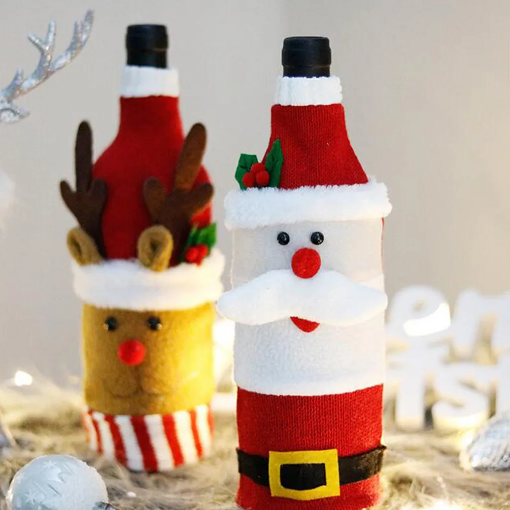 Ugly Sweater Christmas Wine Bottle Covers, Holiday Wine Bottle Sweater Cover for Ugly Christmas Sweater Party Decorations