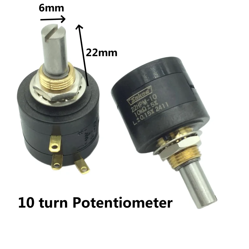 

1 шт., 10-оборотный потенциометр, 22HPM-10, 1 кОм 2 кОм 5 кОм 10 кОм, ± 5%, 2 Вт, угол поворота 3600 градусов, диаметр вала 6 мм
