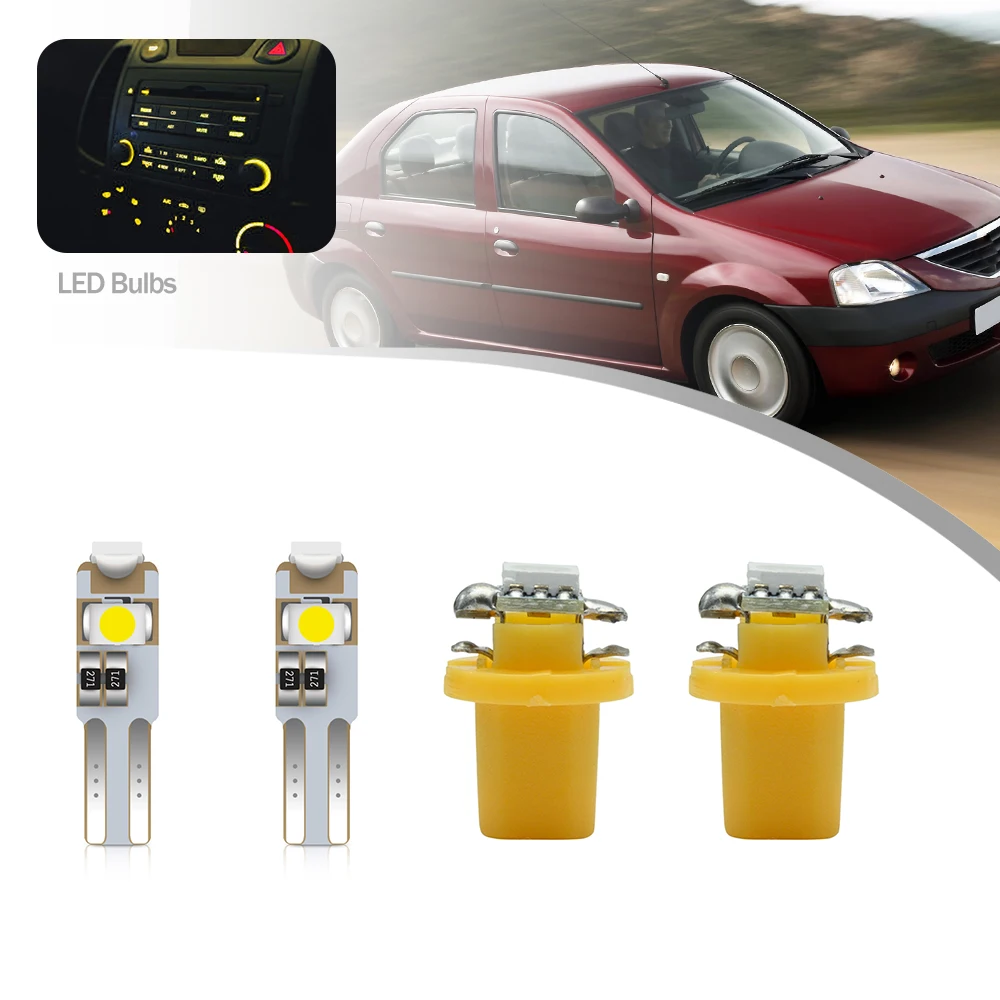 4Pcs For Dacia Duster Logan II Sandero II Led HVAC Illumination Radio Climate Control Lamps Interior Map Dome Bulbs