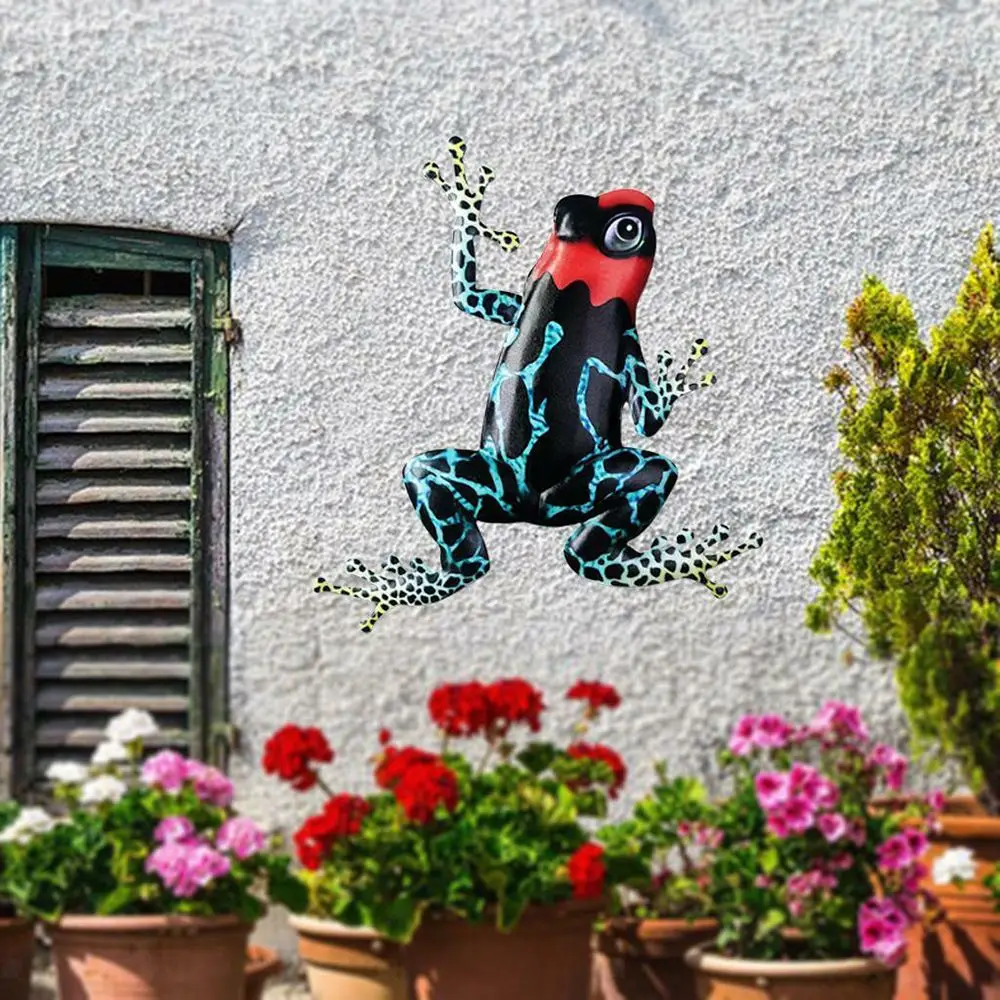 

Metal Frog Statue Wall Hanging Sculptures Easy Install Wall Decor Ornaments Home Garden Yard Iron Art Pendant Creative Statue