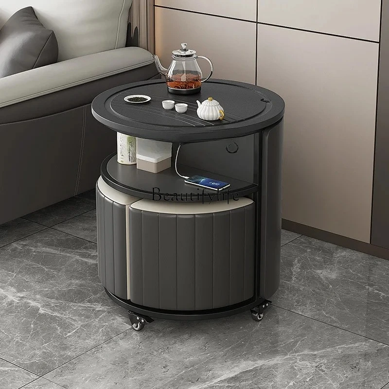 fire stone kung fu  small apartment household multi-functional balcony mobile integrated tea cart light luxury tea table