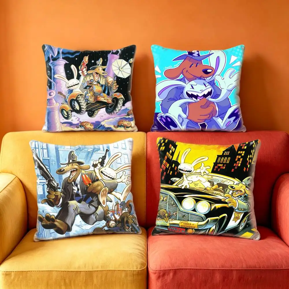 Game cute Bosco Sam Max  Pillow Case Anti-dustmite Pillowcase Invisible zipper silky Sofa cushion cover for bedroom