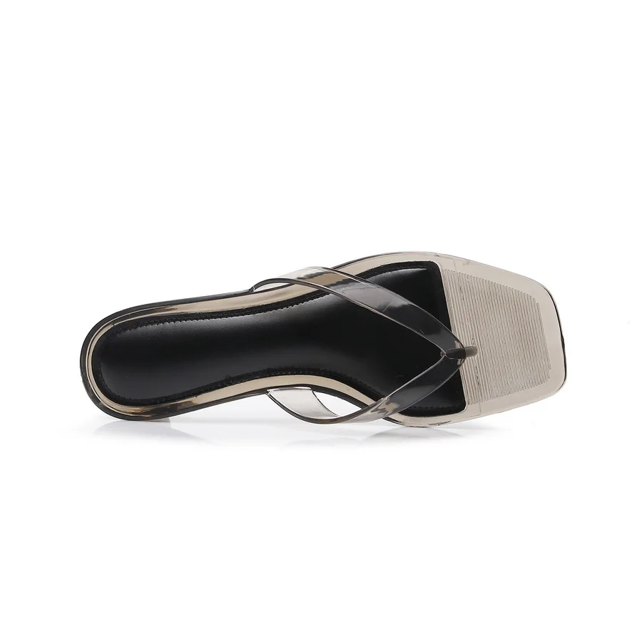 Französische Minimalistische Transparente Pantoletten für Damen 2026 Neue Sommer-Sandalen mit Eckiger Spitze Elegante Hochhackige Kristall-Pantoletten – Detail 7