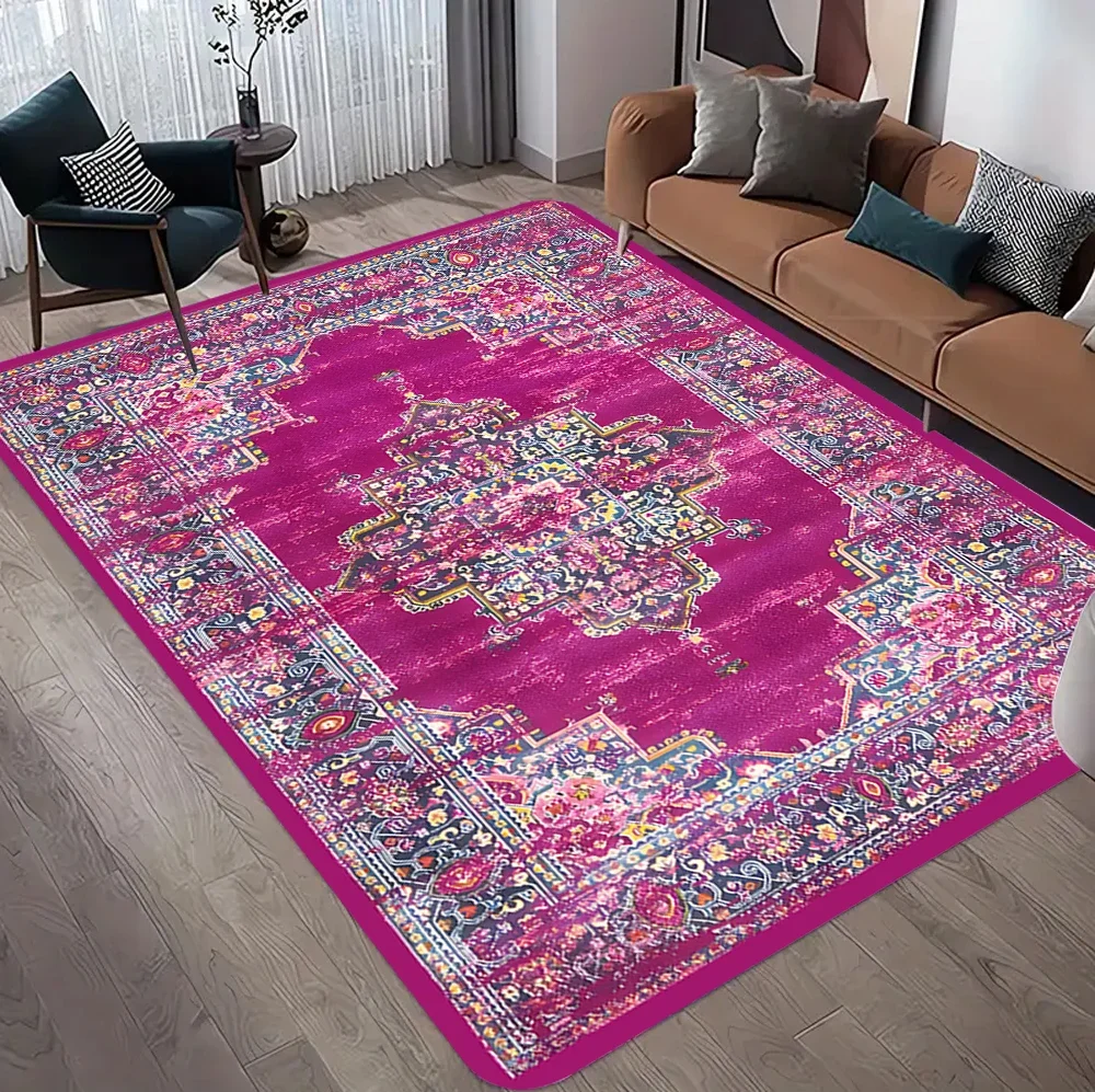 Retro Ethnic Home Carpet Purple Black Persian Living Room Bedroom Decor Kitchen Coffee Table Floor Mat Gifts Entrance Door Mat