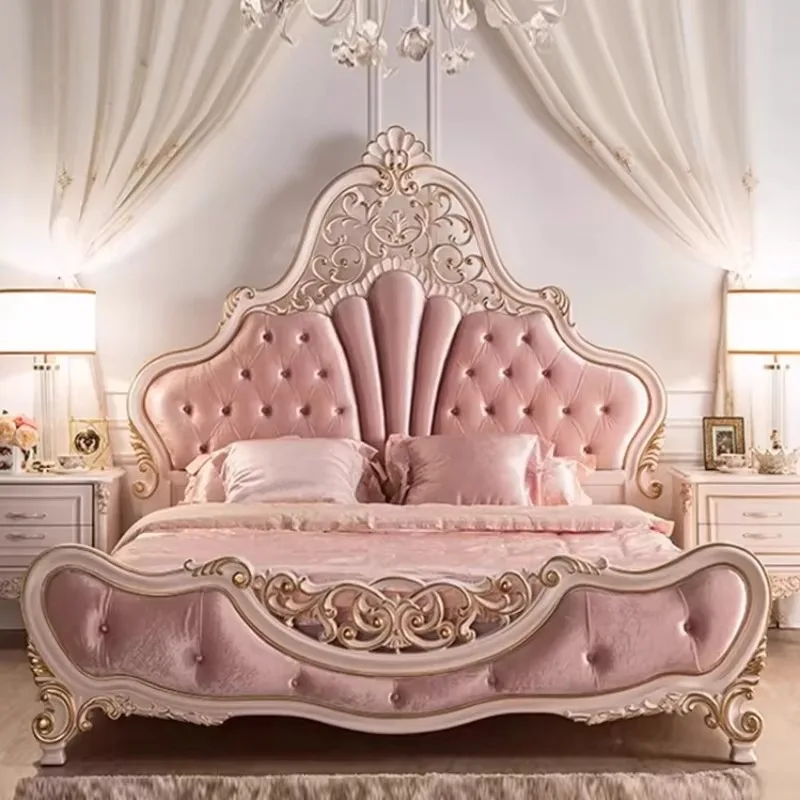 

200×180cm Velvet Bedroom Beds Luxury High Headboard Princesse Wooden King Beds Double Modern Big Camas De Dormitorio Furniture