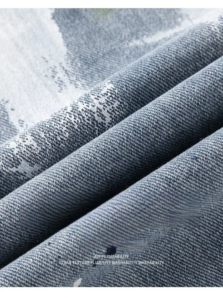 American Vintage Niche Design Graffiti Jeans Men's and Women's Loose Straight Mid Waist Dragging Pants