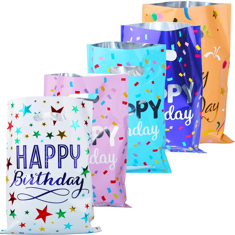 10/20/30Pcs Birthday party gift bag colorful stars aluminum film bag candy bag gift bag Plastic Treat Bags Gift Wrap