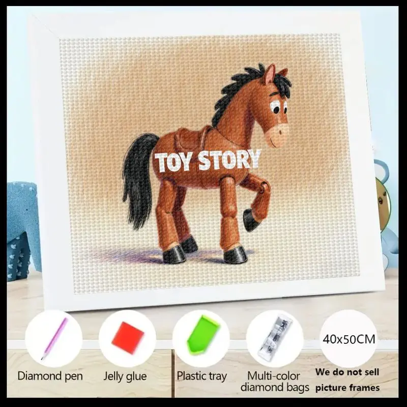 

1 шт., набор для рисования 5D Diamond Painting Cute Toy Story Bullseye Horse, полный круглый набор для рисования алмазов своими руками для детей и взрослых, мультяшный фильм