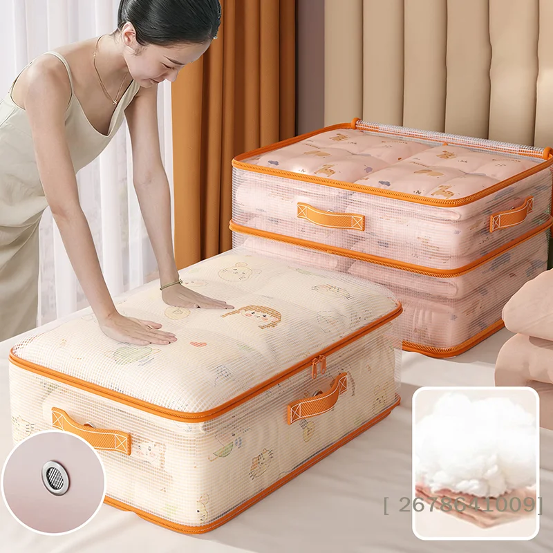 ⚑Clear Clothes Storage Bag, Plastic Blanket Storage Bag With Zipper, Foldable Closet Organizer, Moving Bags For Blanket, Bedding