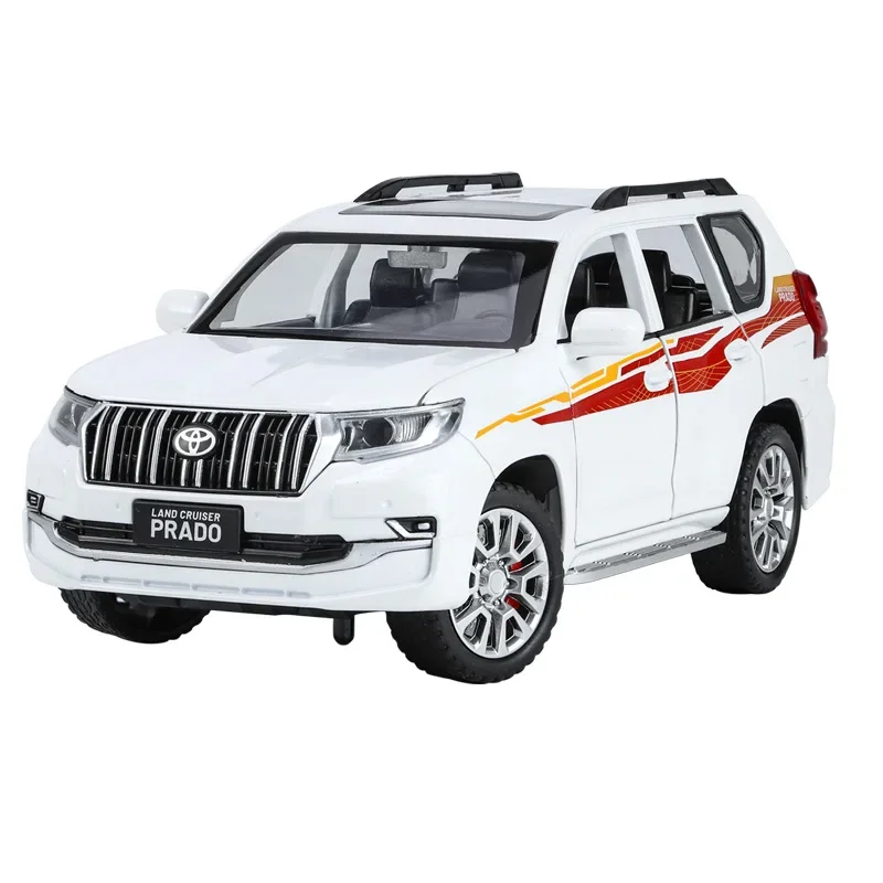 1:24 para Toyota Prado vehículo todoterreno simulación Diecast Metal aleación modelo coche sonido luz tirar hacia atrás colección juguete para regalo