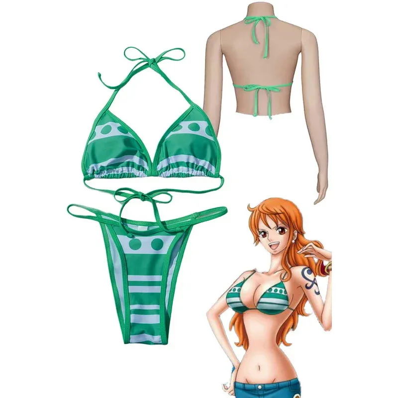 

Nami Cosplay Fantasy Bikini Set Anime One Cosplay Piece Disguise Swimwear Beach Wear Women Halloween Carnival Party Clothes