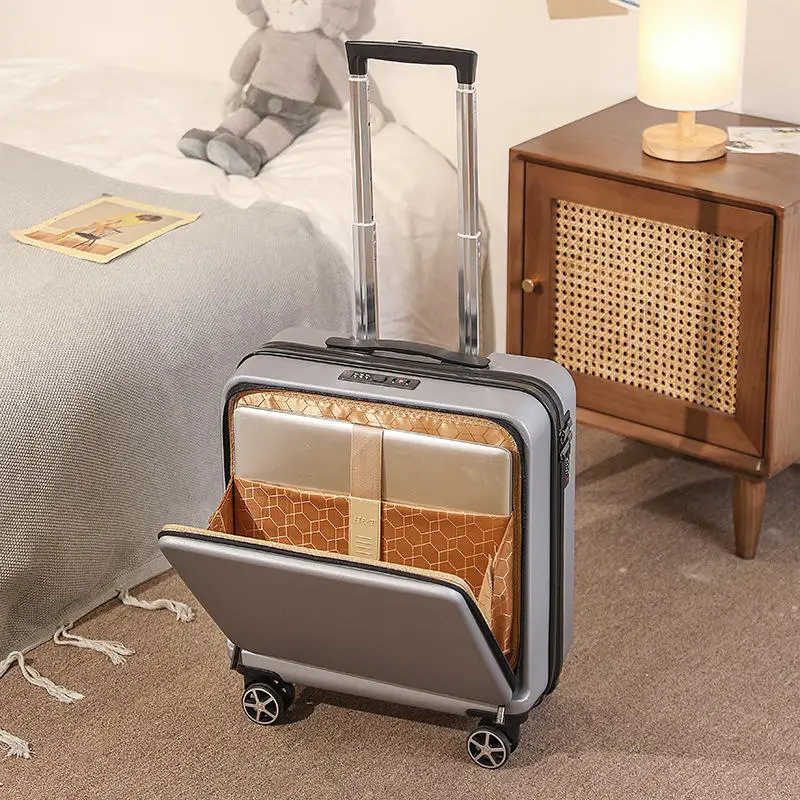 Front open luggage men's business trip travel password suitcase 18 "small universal wheel boarding trolley box female