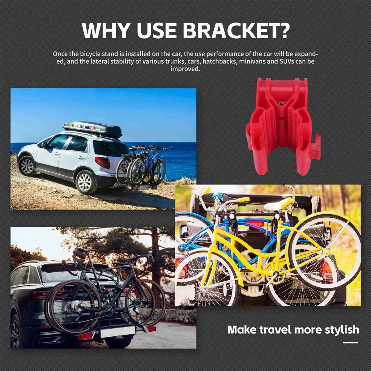

(X07A) 6Pcs/Set Car Bicycle Stand SUV Vehicle Trunk Mount Bike Rack Hitch Stand Storage Carrier Spare Hooks with Racks,Model B