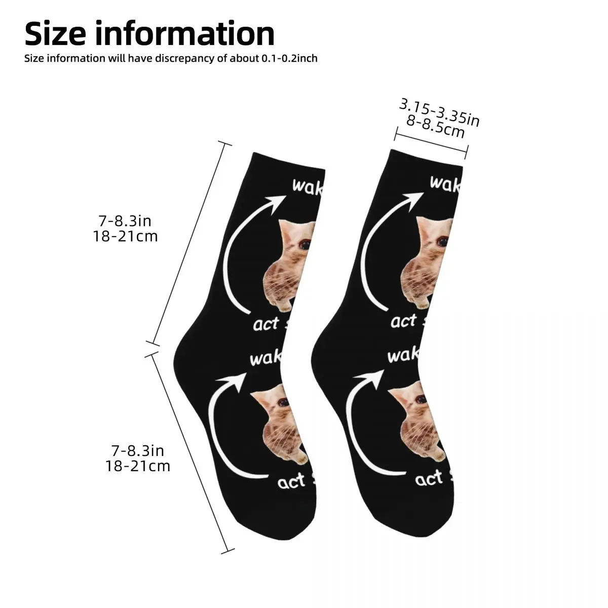 Winter Warm Fashion Women Men Wake Up Act Silly Cat Socks Breathable Basketball Socks