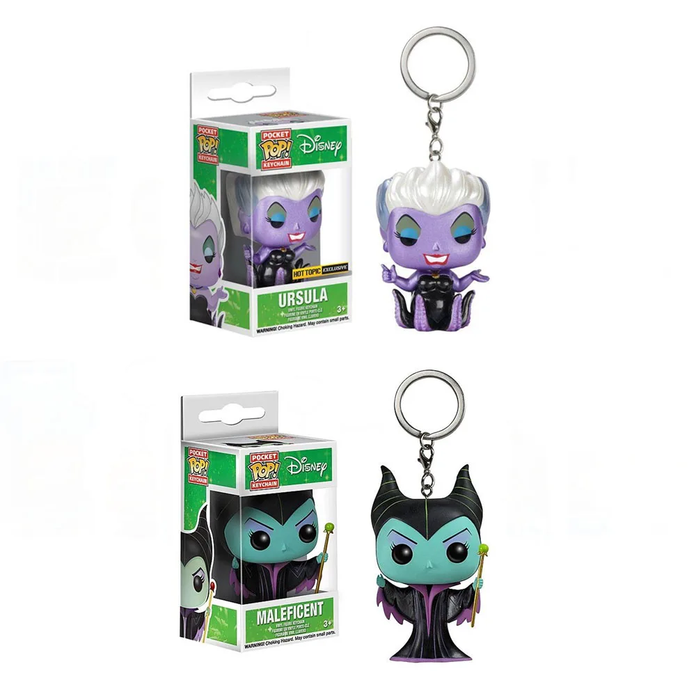 Funko Pop portachiavi Ursula Disney cattivi Maleficent Pop Pocket portachiavi Disney Vinyl Action Figure giocattoli bambole regalo per bambini