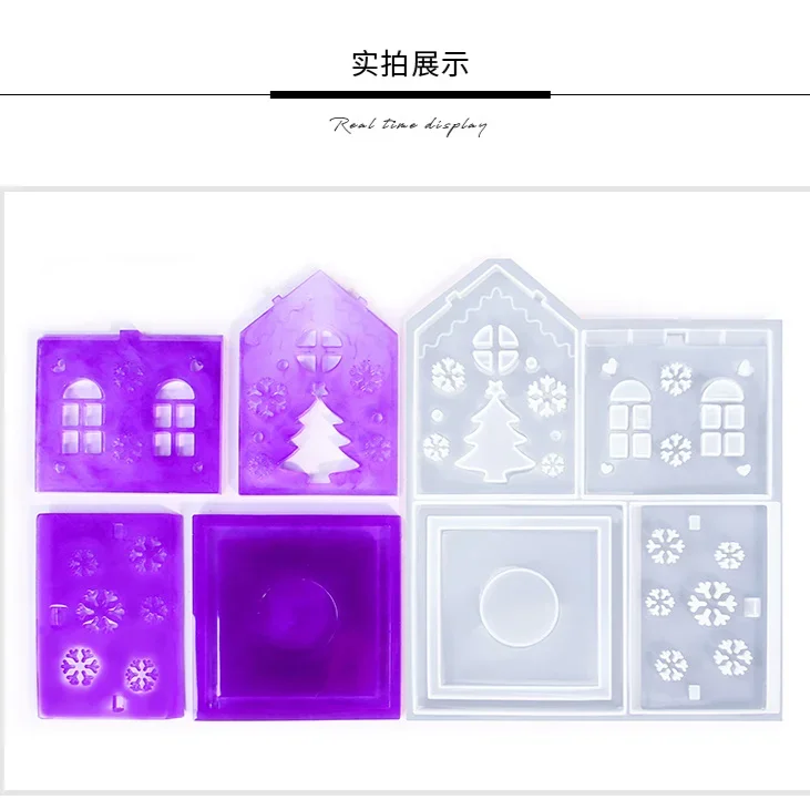 DIY Christmas House Silicone Mold Buildable Building Light House Mould Cement Gypsum Clay Casting Epoxy Resin Mold Home Decor