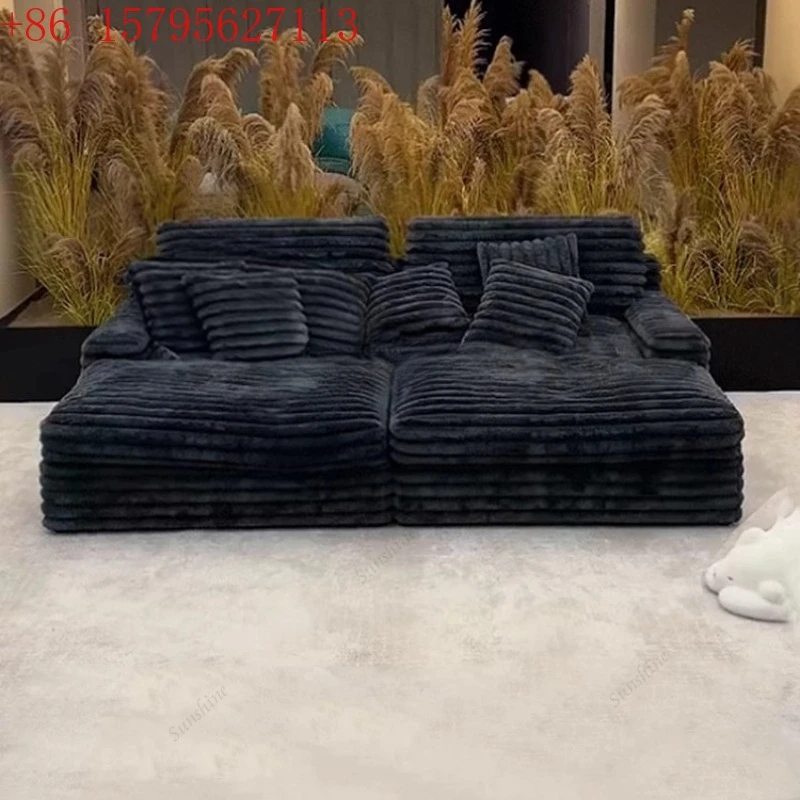 

Modern Simple Lazy Sofa Bed Thick Strip Velvet Large Sofa Bed Living Room Furniture Nordic Sofabed Vacuum Compression Sofa Bed