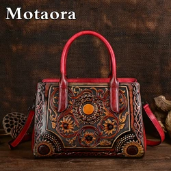 MOTAORA Embossed Luxury Designer Leather Bags Women's Handbags Trend 2024 New Handmade Vintage Handbag Women Shoulder Bag Female