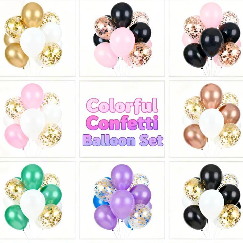 

Color Latex Balloons for Wedding Holidays Birthday Party Anniversary Scenario Decoration Golden Confetti Inflatable Balloons