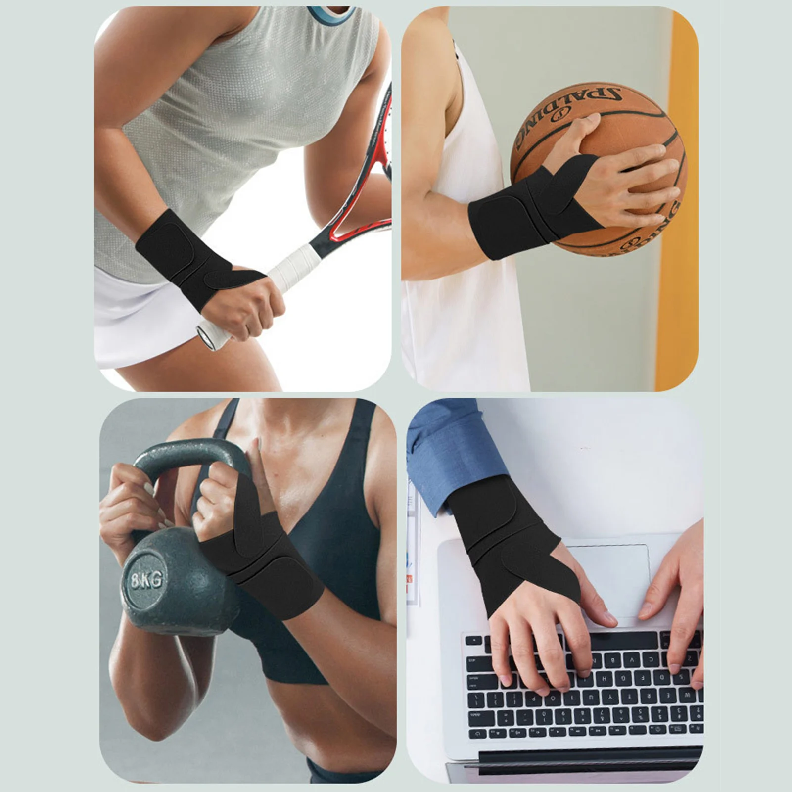 

Регулируемый самоклеящийся спортивный бандаж для поддержки запястья при тендинитах большого пальца, облегчение туннеля запястья и защита от давления рук мыши