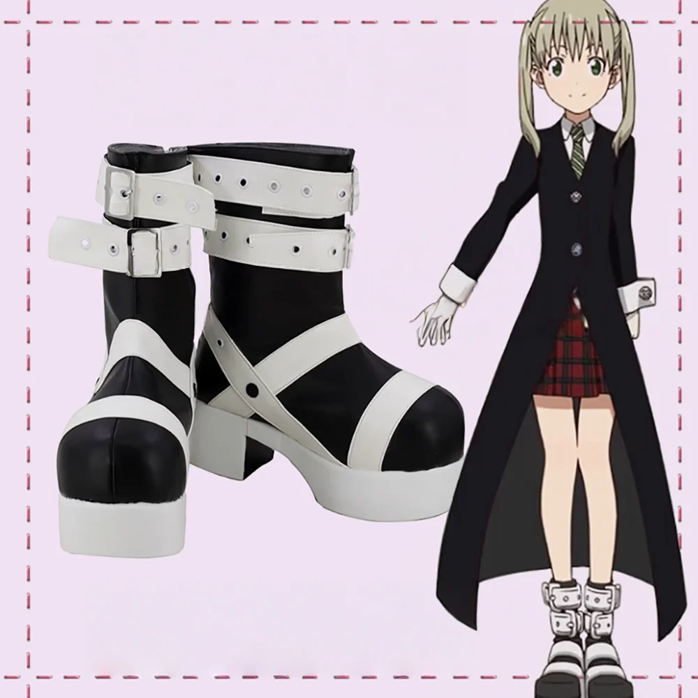 

Черные туфли для косплея Love SOUL EATER Maka, длинные кожаные сапоги на заказ для Хэллоуина, рождественской вечеринки