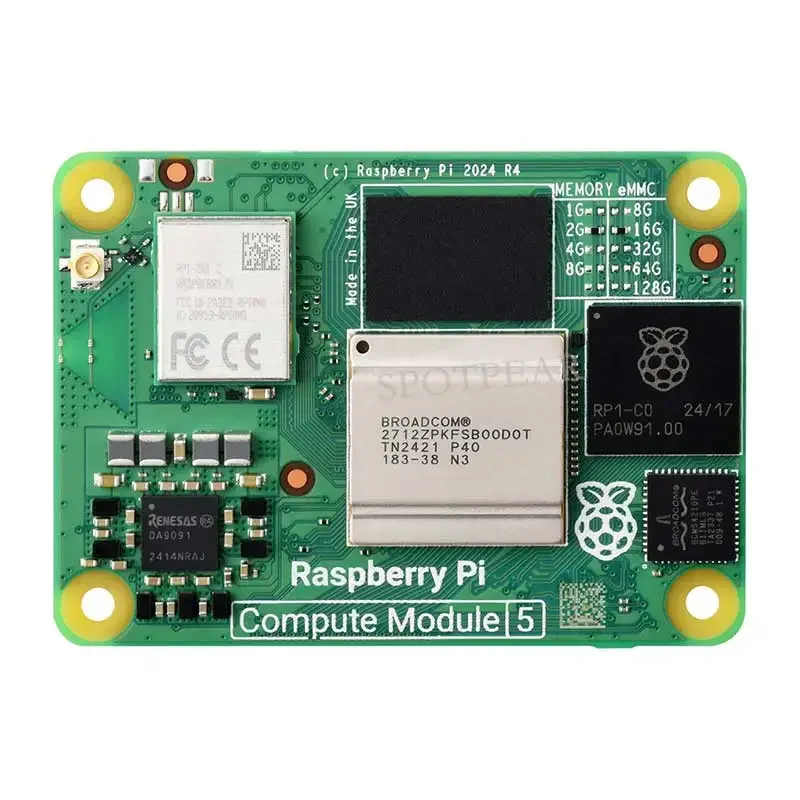 VoFSRaspberry Pi Compute Module 5 Cm5 Quad Core Cortex-a76 @2ghz Bcm2712 With/without Wi-fi Ram 2/4/8/16gb Emmc Lite/8/16/32/64