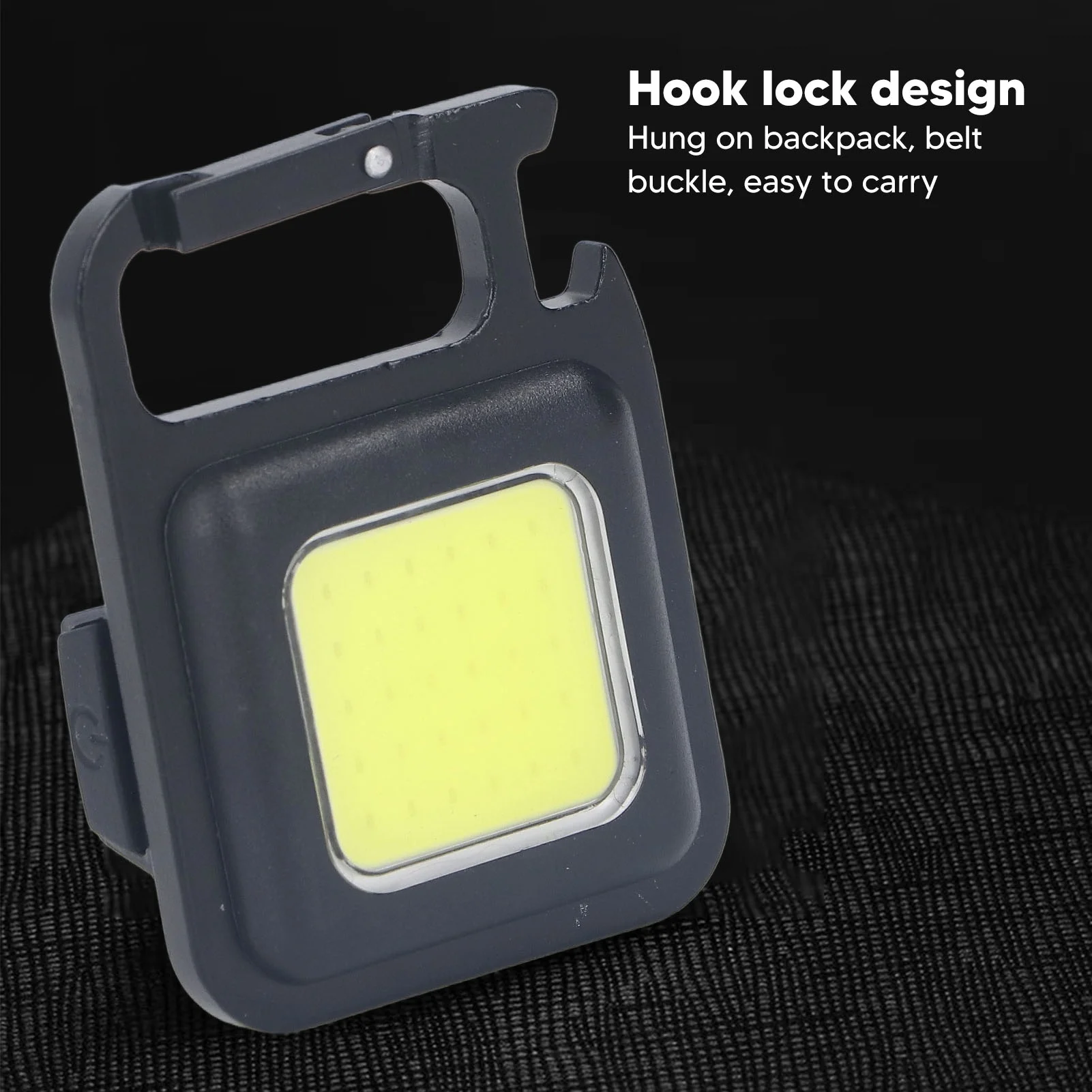 4 Set COB Keychain Work Light 1000lm 3 Modes Waterproof USB Rechargeable Portable Mini Flashlight Square for RV Camping