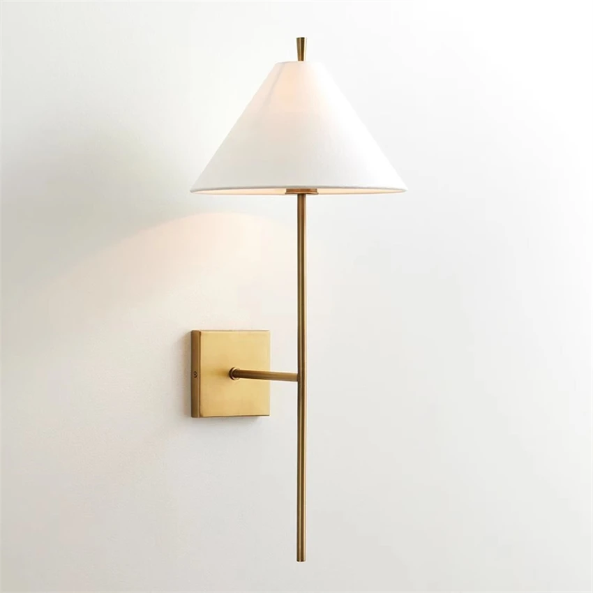 Modern brass Linen vintage wall lamps American living room bedroom bedside study atmosphere decoration sconces lights fixtures