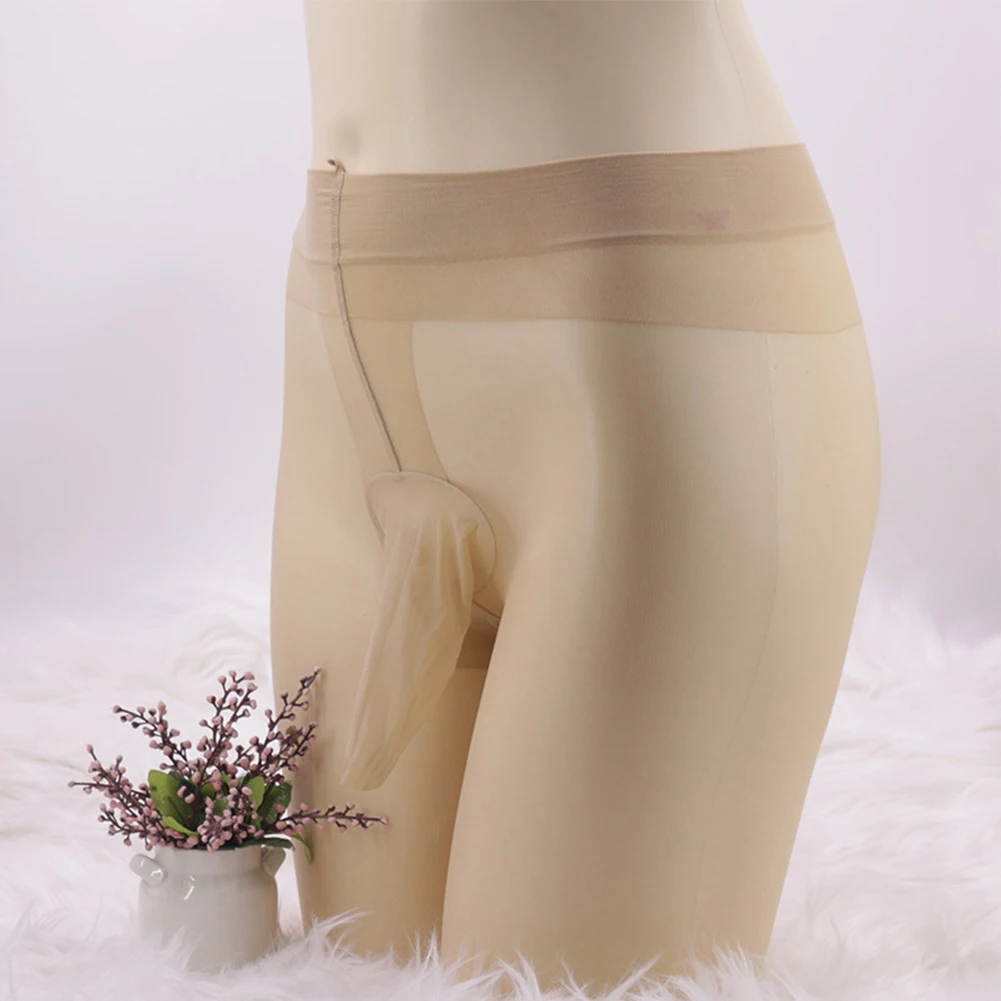 Bas sexy sans couture à entrejambe ouvert pour hommes, collants assiste, bas de batterie, sous-vêtements, caleçons transparents, chaussettes