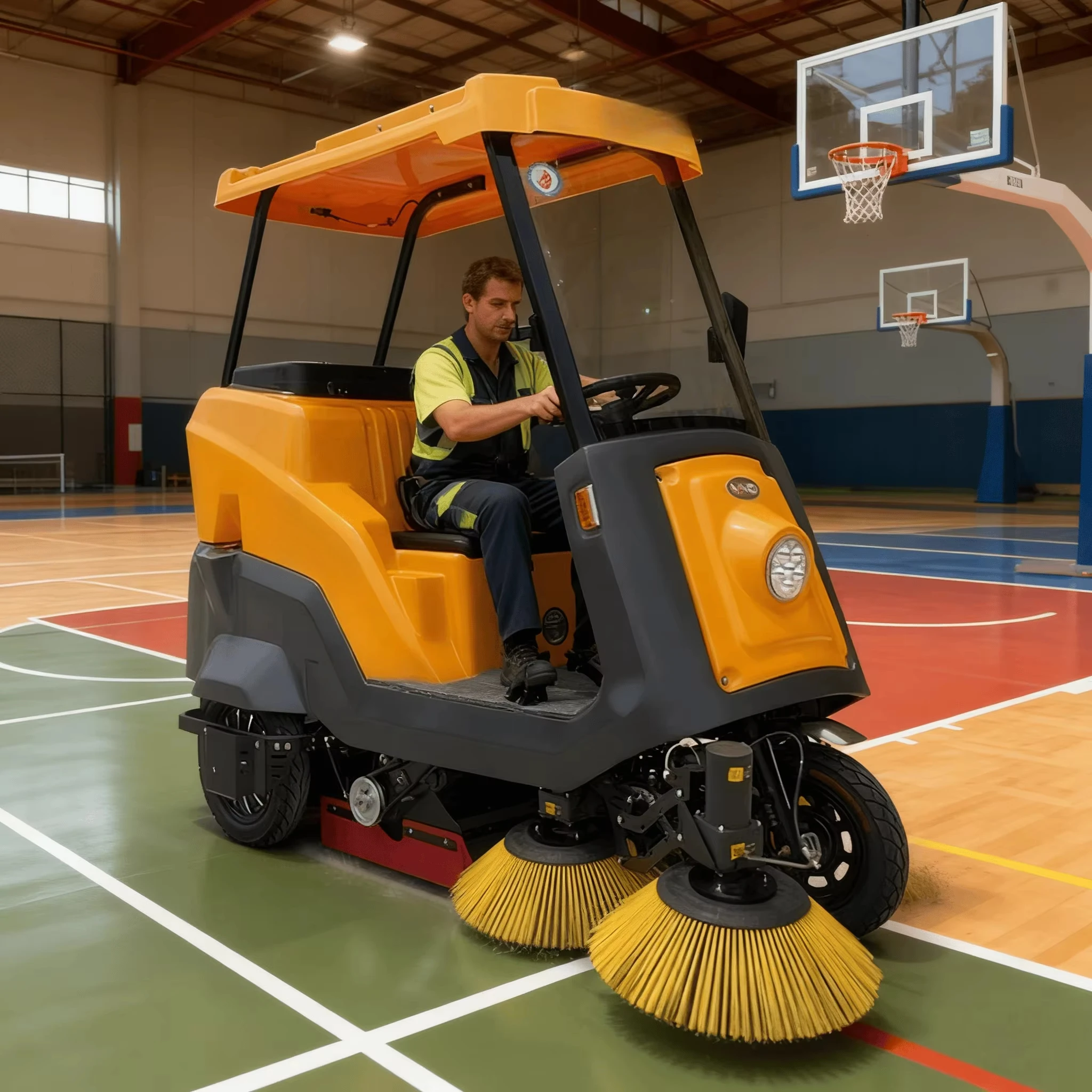 Garage Electric Floor Sweeper 1500 Type Walk Behind Battery Powered Sweeper for Home Yard Workshop Factory