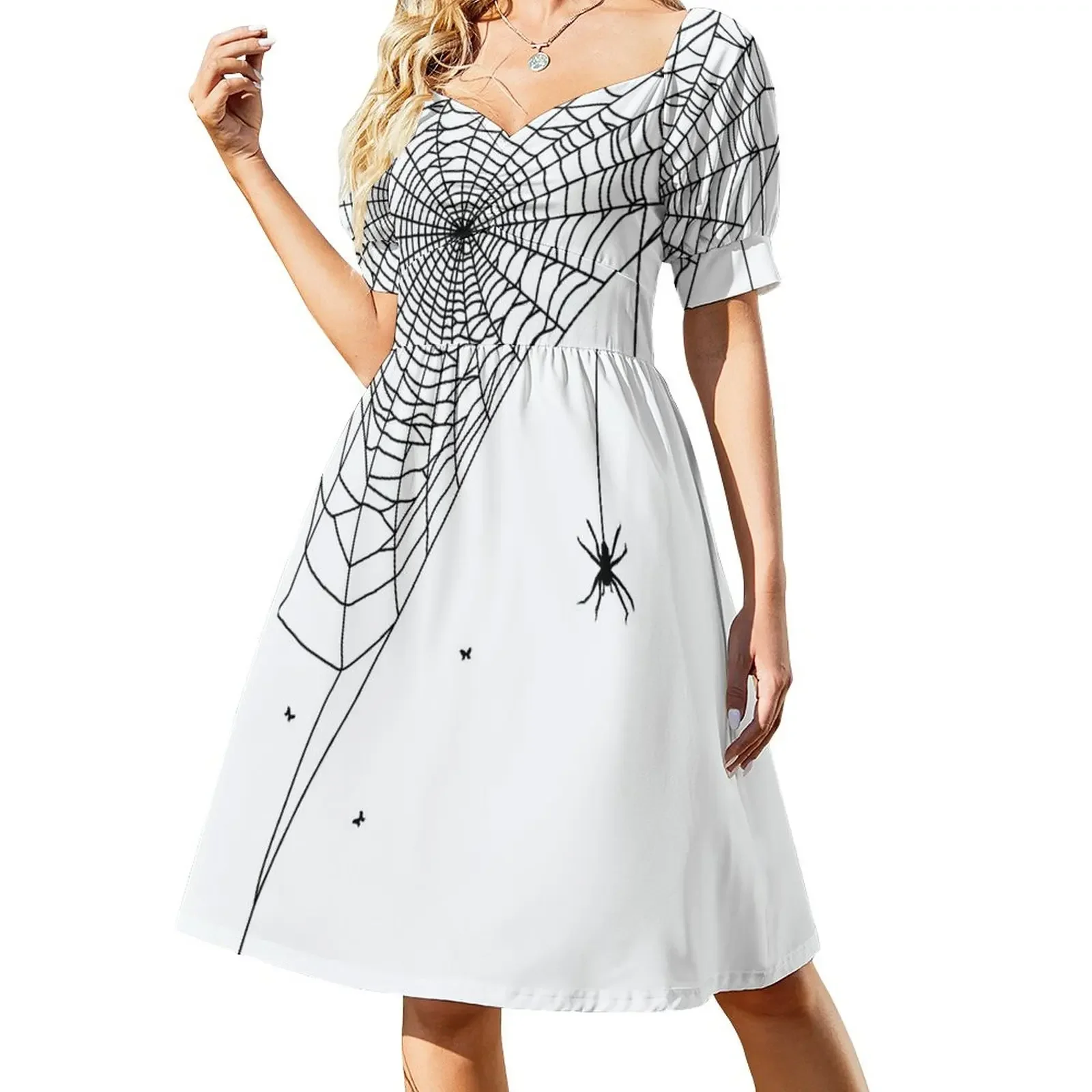 

Spider web Short-Sleeved Dress dresses for women Woman fashion Evening dresses dresses ladies 2025 summer