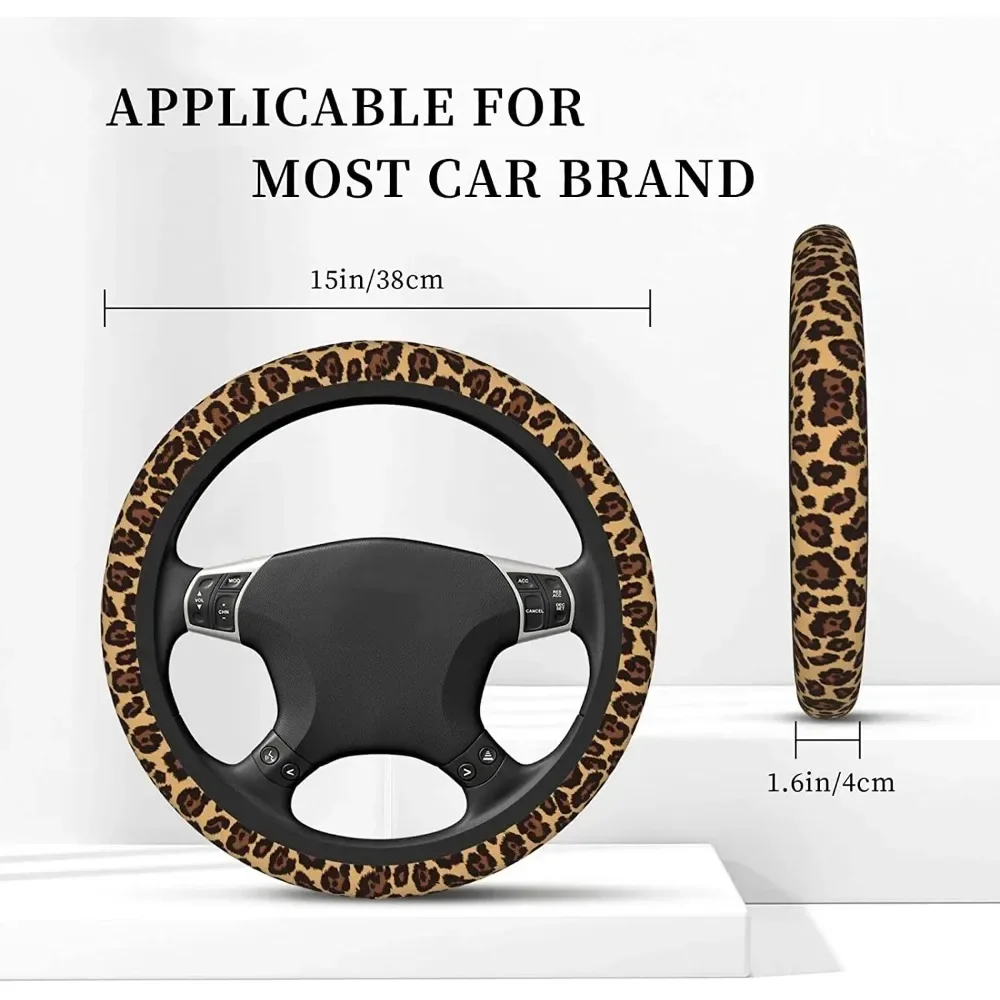 Coprivolante con stampa leopardata coprivolante universale in Neoprene da 15 pollici per auto per donna uomo image 5