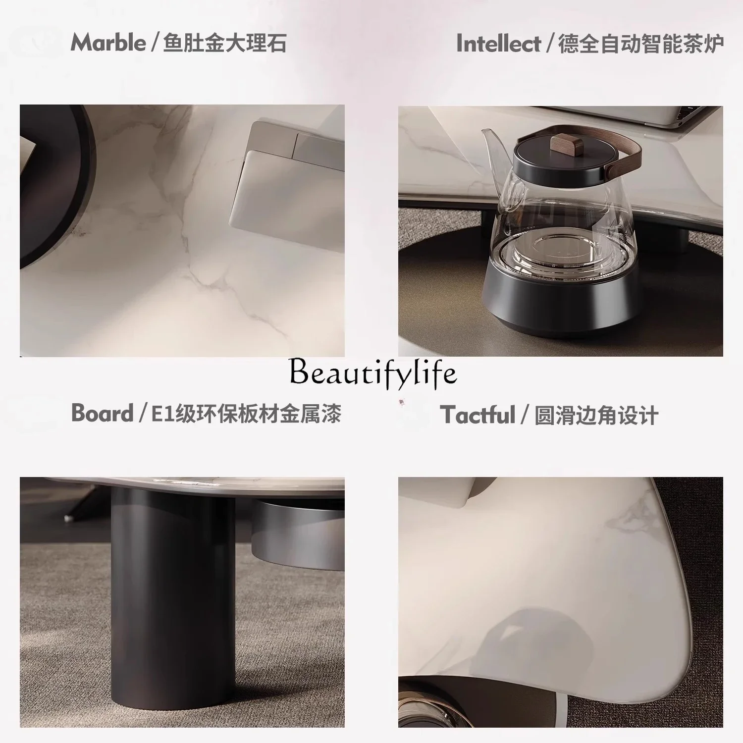 Z. طاولة قهوة رخامية إبداعية لصنع الشاي مع الماء المغلي، غرفة المعيشة المنزلية على شكل خاص #4