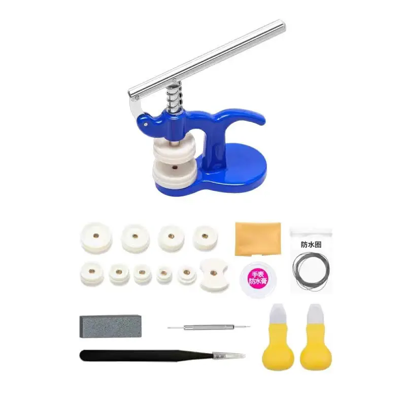 Strumento di riparazione dell'orologio Pressa per pressacavo dell'orologio Stampo per coperchio posteriore Set completo di batterie per riparazione orologi meccanici universali