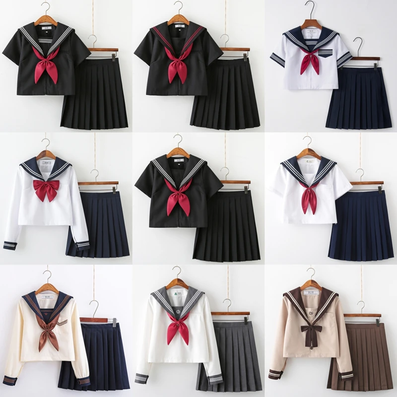 JK Uniform for Girls, Orthodox, Japanese Sle, Kansai Placket, Sapporo Collar, Long-Sleeved Shirt, Sailor Suit