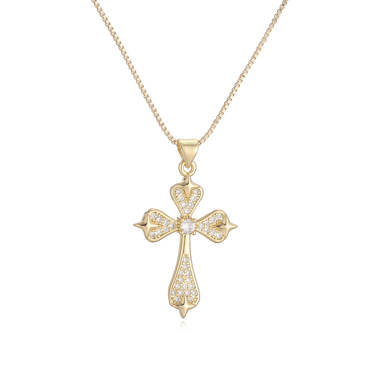 2026 New Fashion Gold Color 2 Style Cross Pendant Necklaces For Women Clear AAA Cubic Zirconia Jewelry Female