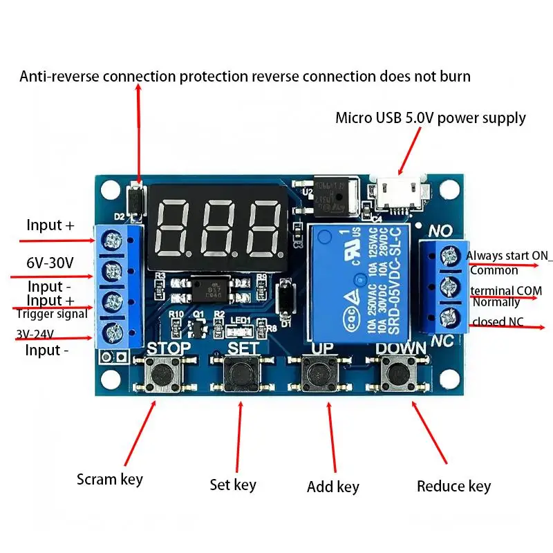 Ein Relaismodul XY-J02 Zeitverzögerung Stromabschaltung Auslöser Verzögerung Zyklus Timing Stromkreisschalter – Detail 1