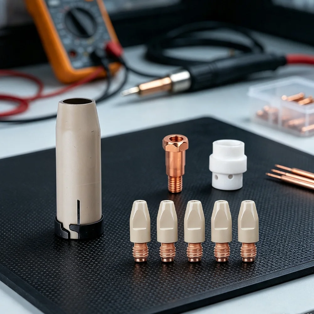 36KD Welding Parts Bundle with Multiple Orifice Contact Tips Gas Nozzle Diffuser Tip Holder and Conductive Rod for MIG MAG