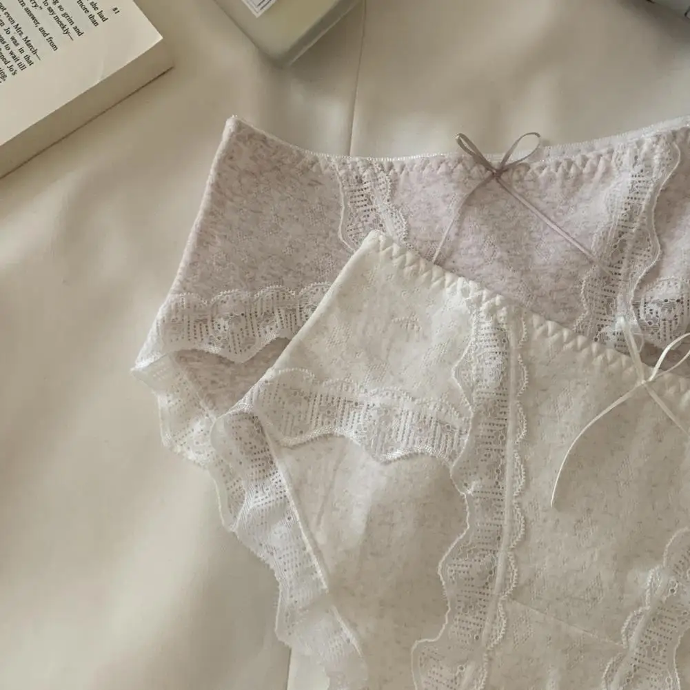 여성 피부 친화적 인 팬티 편안한 여성 코튼 속옷 레이스 중반 허리 비키니 팬티 소프트 스트레치 전체 팬티 원활한