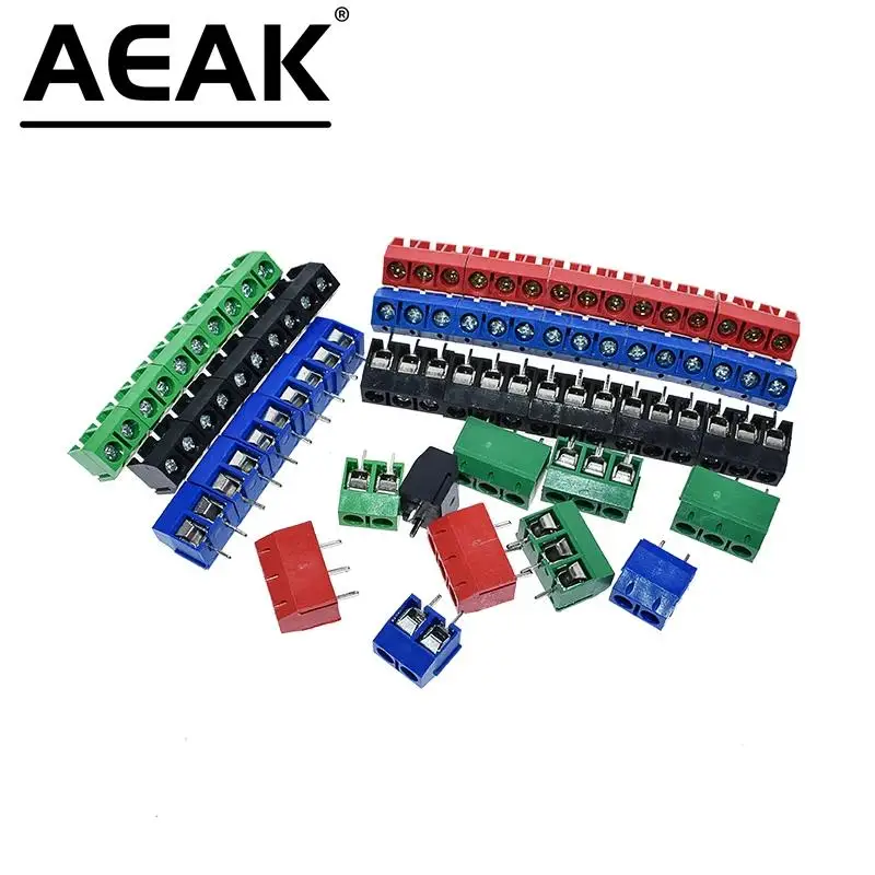 20PCS KF301-3P KF301-2P KF301-5.0-2P KF301 2Pin 3Pin Screw 2Pin 5.0mm Straight PCB Screw Terminal Block Connector Blue Red green