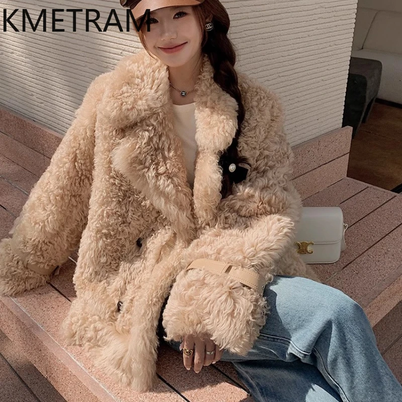 

Двусторонняя меховая куртка из натуральной тосканы, женская куртка из кудрявого натурального меха, зимняя одежда, свободные меховые куртки 2025 шуба