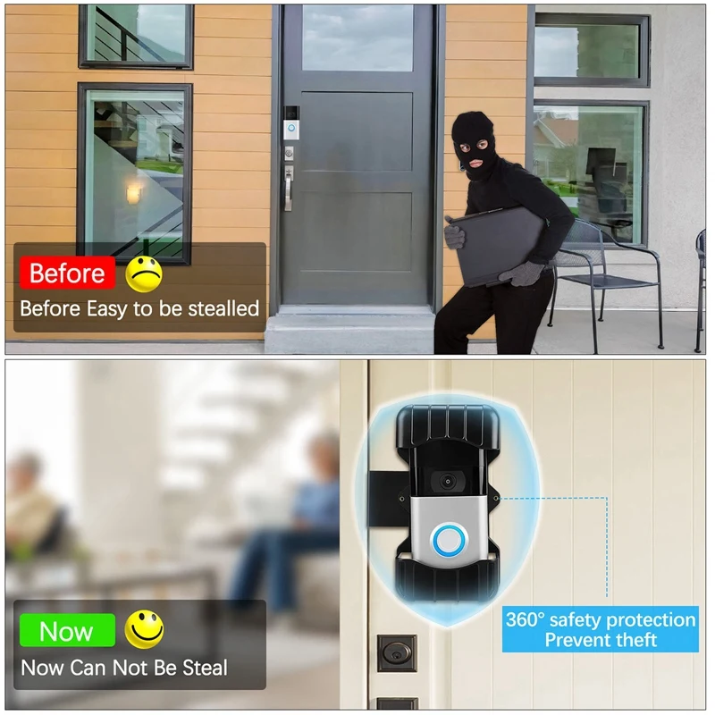 1 PCS Black Anti-Theft Doorbell Mount Easy Installation Metal Support For Ring Video Doorbell