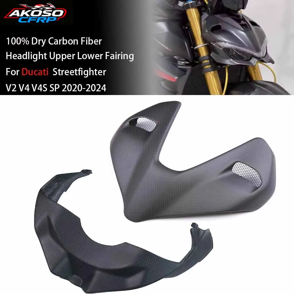 Carbon Fiber For Ducati Streetfighter V2 V4 V4S SP 2020-2024 Headlight Upper Lower Fairing Surround Cover Motorcycle Accessories