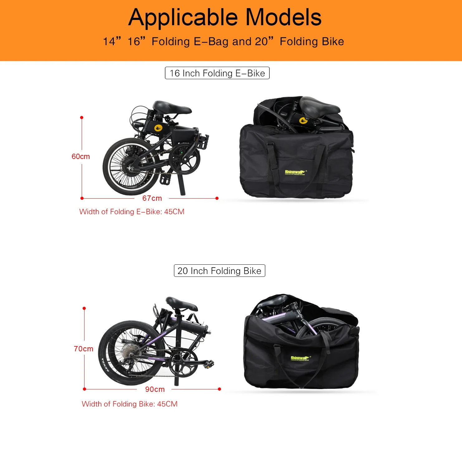 Rhinowalk Folding Bike Carry Bag For16-20 Bike Portable Bicycle Carry Bag Cycling Bike Transport Case Travel Bicycle Accessories