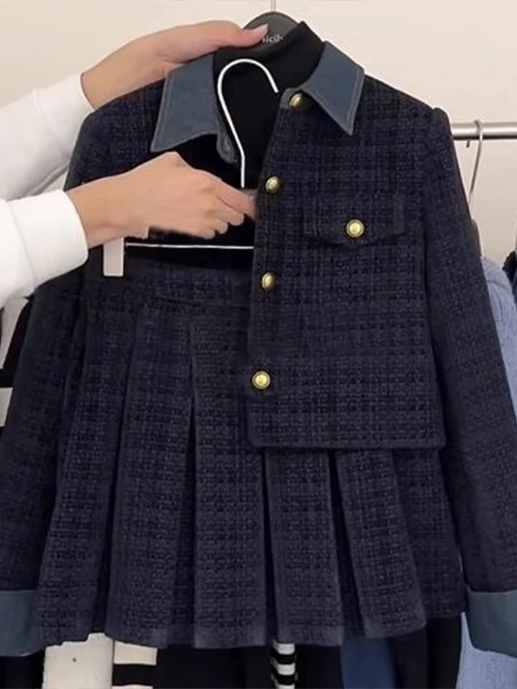 

Роскошный стеганый джат и юбка в стиле корейской драмы, комплект из двух предметов, осенне-зимний наряд Faion