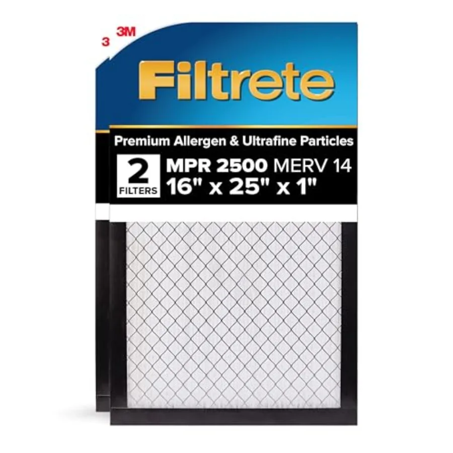 

Фильтр для воздуха для кондиционера 16x25x1, MERV 14, MPR 2500, премиум, для ультратонких частиц, 3-месячный, гофрированный, 1 дюйм, электростатический, для очистки воздуха