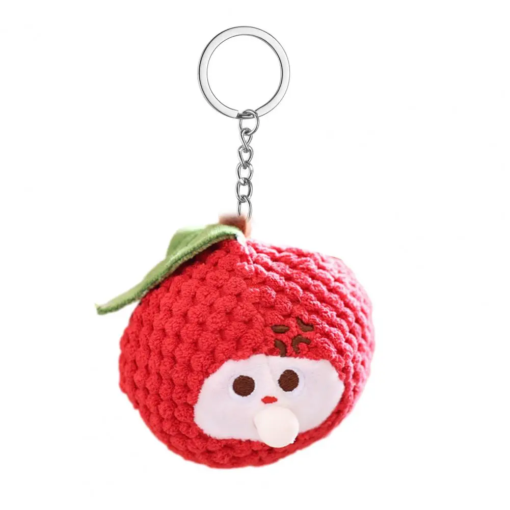 Doll Pendant Keychain Cute Bubbling Lychee Plush Keychain Small Stuffed Fruit Pendant Mangosteen Bag Charm Backpack for Girls