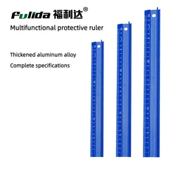 High precision ruler anti slip and anti cutting aluminum alloy thickened steel ruler 20/30/45cm protective ruler Gauging Tools