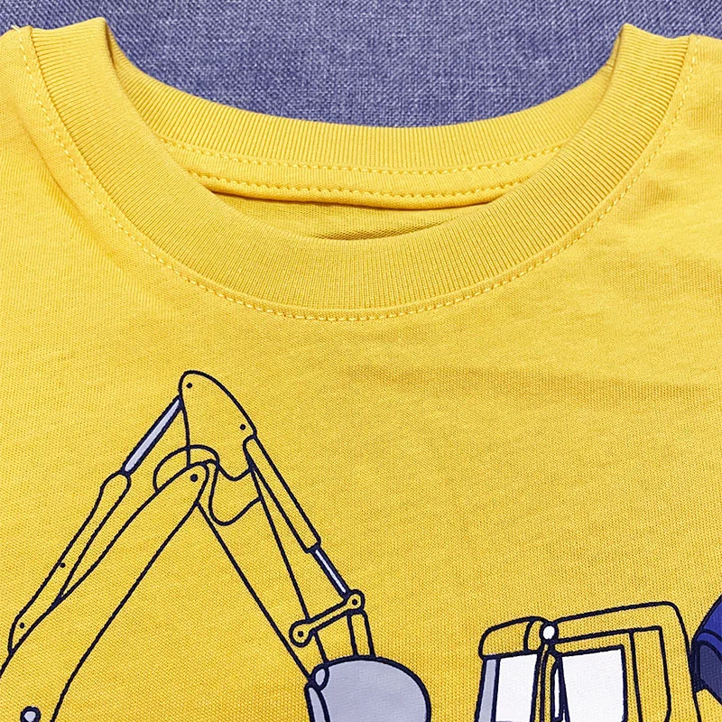 TUONXYE Summer Boys T-shirt Cartoon Excavator Casual Cotton Knitted Breathable Soft Short Sleeve Top Baby Clothes